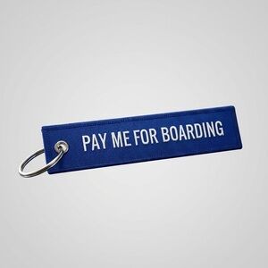 Pay Me For Boarding Flight Attendant Crew Aviation Embroidery Keychain Bag Tag